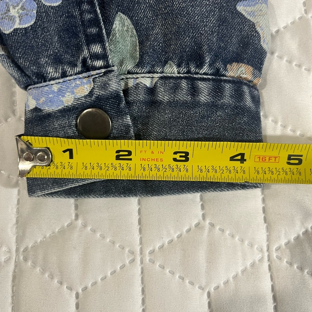 J.NNA Floral Denim Jacket 1XL Blue Cottagecore Oversized Button Front NWT - Picture 12 of 13